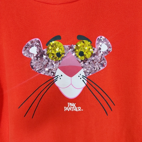 Pink Panther Next Red Sequin Jumper Sweatshirt BNWT Size S Small UK 8 10 - Picture 3 of 9
